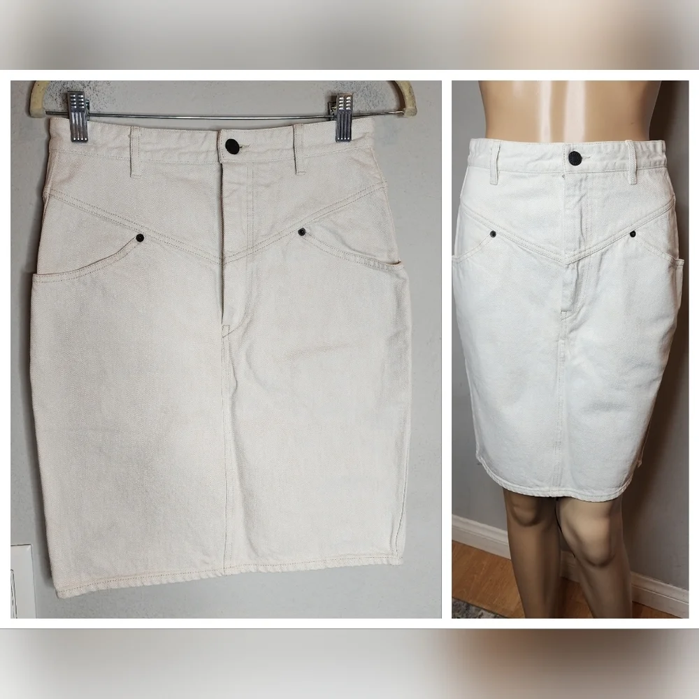 Isabel Marant Off White Denim Skirt Size 38 (Size 6) 100%‎ Cotton